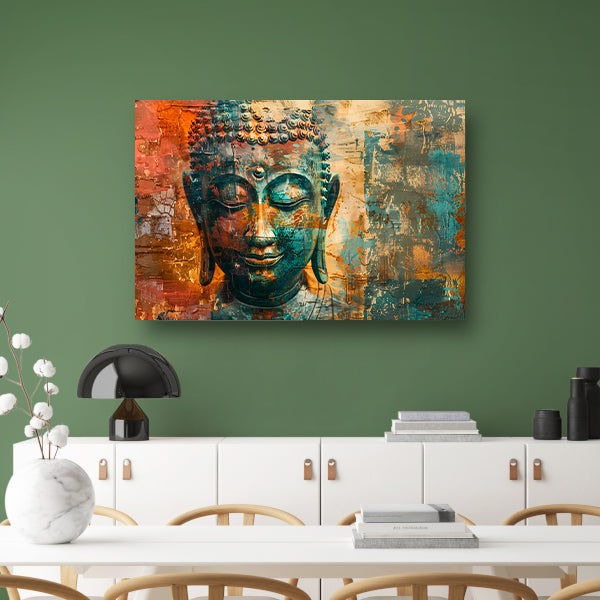 Abstracte boeddha met rustieke texturen poster