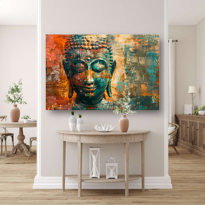 Abstracte boeddha met rustieke texturen poster