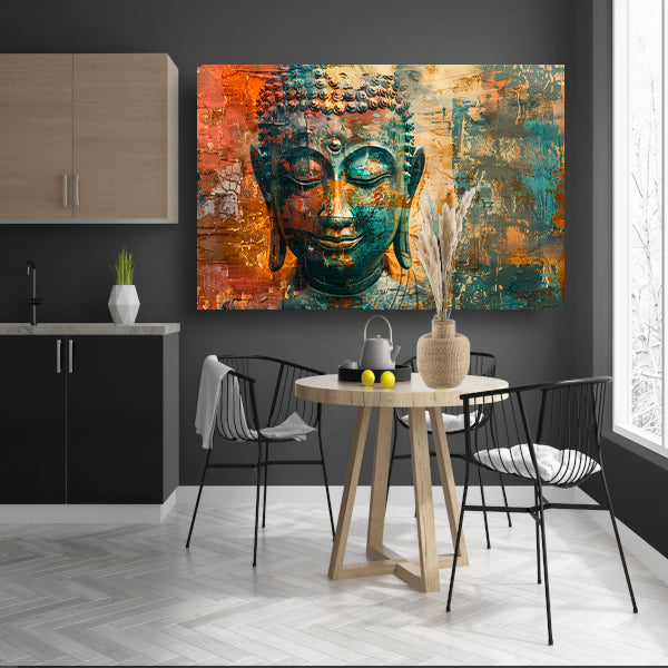Abstracte boeddha met rustieke texturen poster