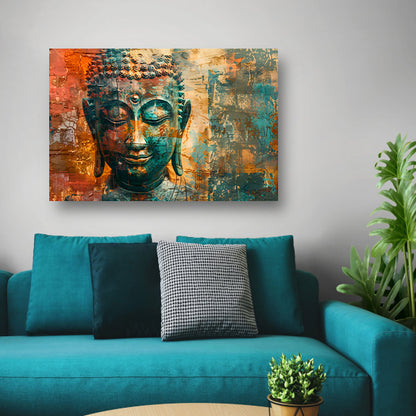 Abstracte boeddha met rustieke texturen poster