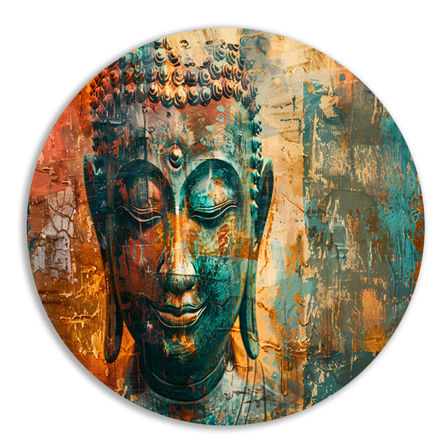 Abstracte boeddha met rustieke texturen forex muurcirkel