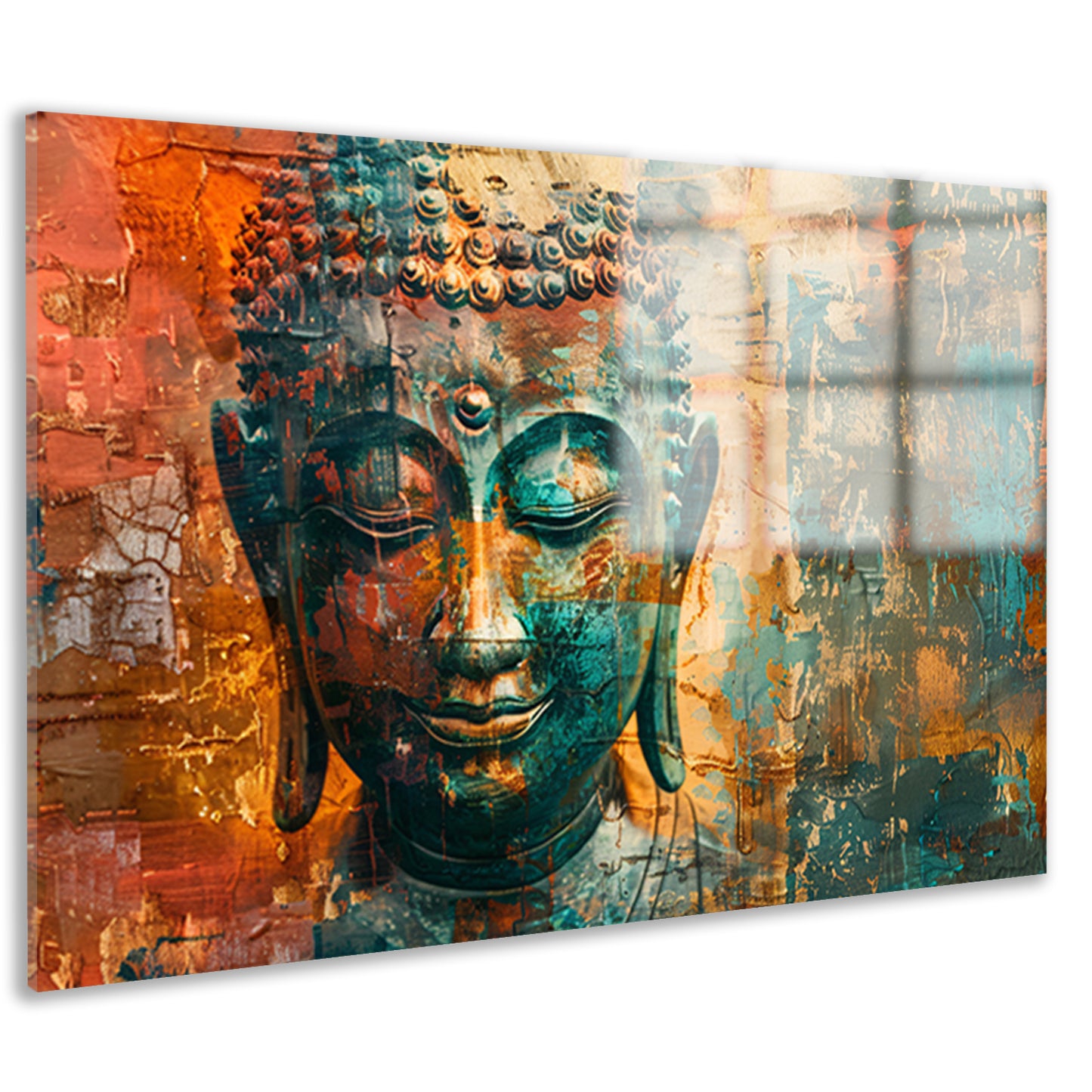 Abstracte boeddha met rustieke texturen acrylglas