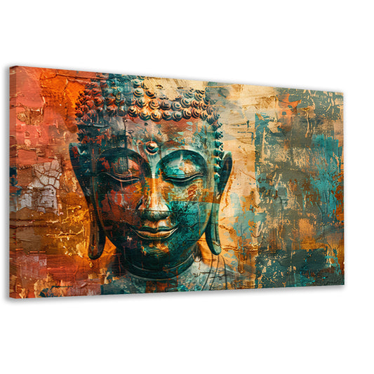 Abstracte boeddha met rustieke texturen canvas