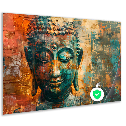 Abstracte boeddha met rustieke texturen poster
