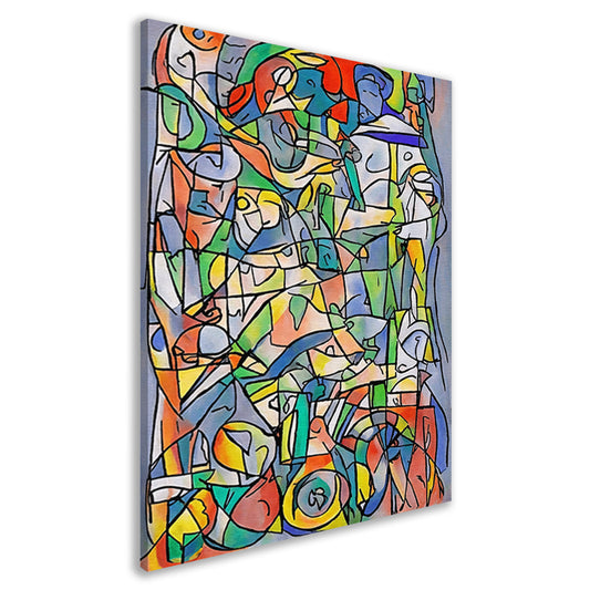 Abstracte kleurrijke figuren en vormen schilderij canvas