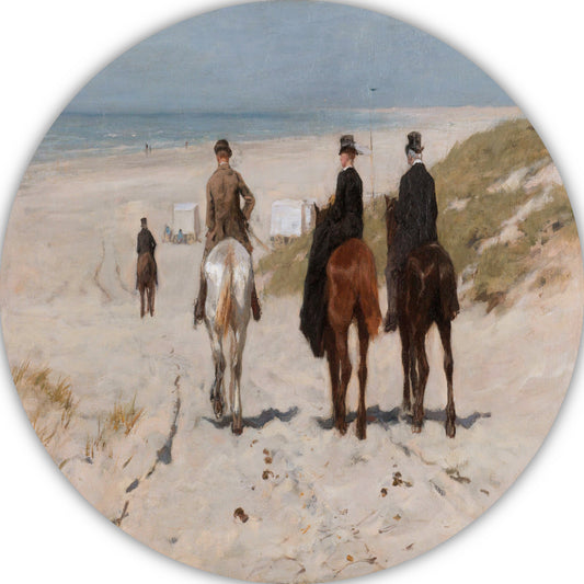 Morgenrit langs het strand - Anton Mauve aluminium muurcirkel