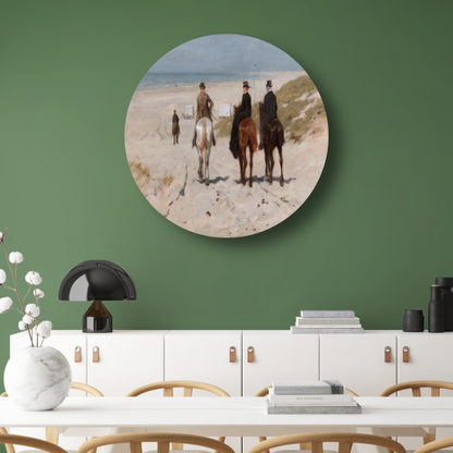 Morgenrit langs het strand - Anton Mauve aluminium muurcirkel