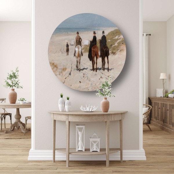 Morgenrit langs het strand - Anton Mauve aluminium muurcirkel