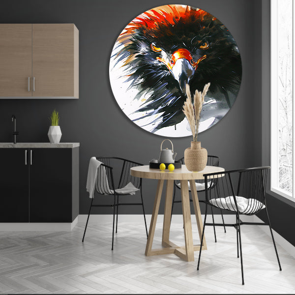 Abstracte kleurrijke aquarel van een adelaar aluminium muurcirkel