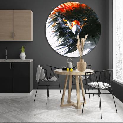 Abstracte kleurrijke aquarel van een adelaar aluminium muurcirkel