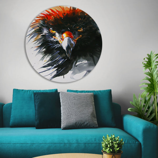 Abstracte kleurrijke aquarel van een adelaar aluminium muurcirkel