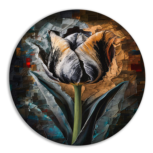 Abstract Expressionistisch Tulpontwerp in Kleur aluminium muurcirkel