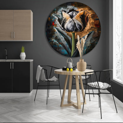 Abstract Expressionistisch Tulpontwerp in Kleur aluminium muurcirkel