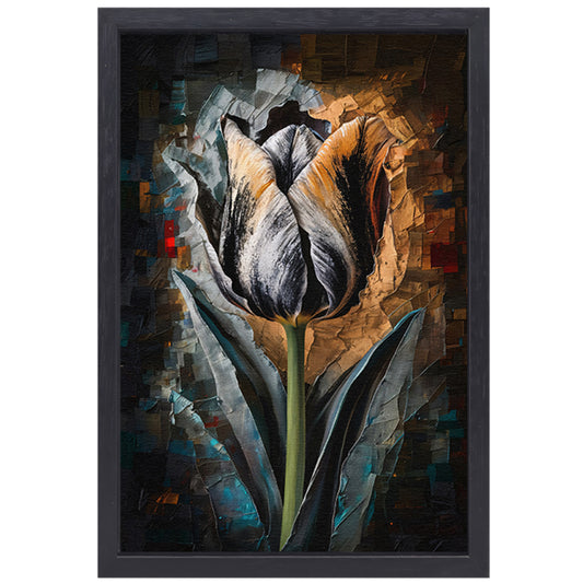 Abstract Expressionistisch Tulpontwerp in Kleur canvas met baklijst