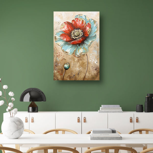 Moderne schilderij van een kleurrijke bloem canvas