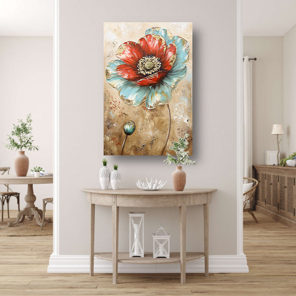 Moderne schilderij van een kleurrijke bloem canvas