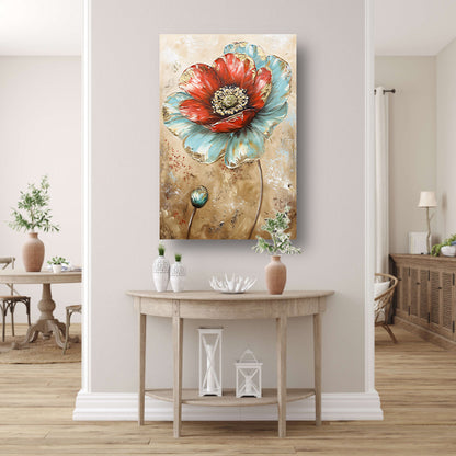 Moderne schilderij van een kleurrijke bloem canvas