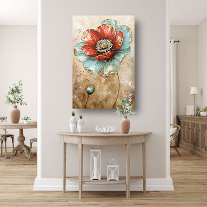 Moderne schilderij van een kleurrijke bloem poster