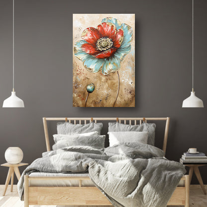 Moderne schilderij van een kleurrijke bloem canvas