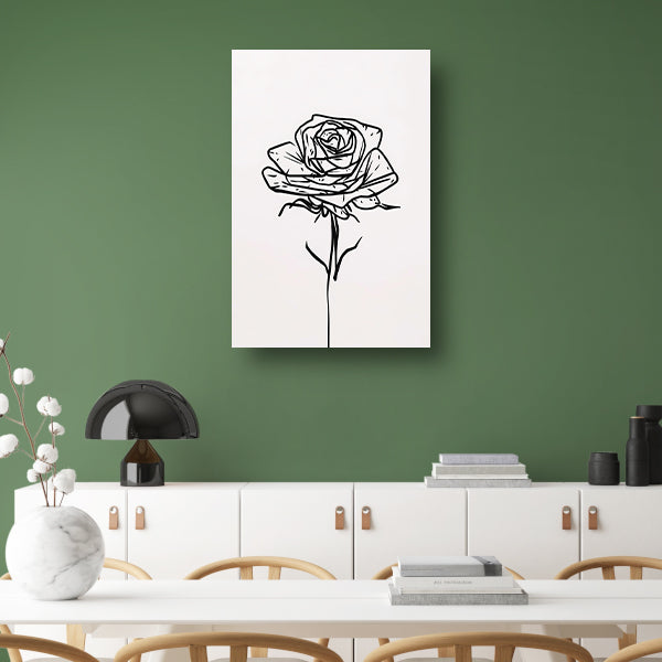 Minimalistische Zwarte Lijn Roos Illustratie canvas
