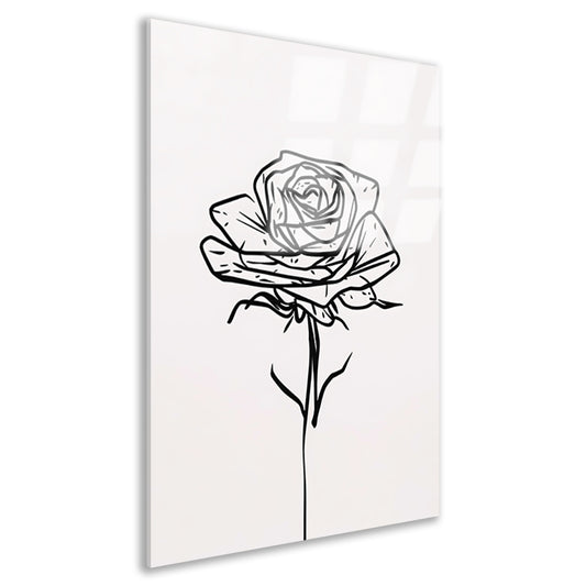 Minimalistische Zwarte Lijn Roos Illustratie acrylglas
