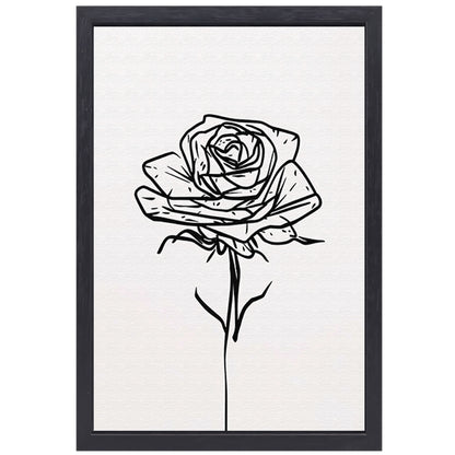 Minimalistische Zwarte Lijn Roos Illustratie canvas met baklijst