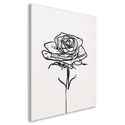 Minimalistische Zwarte Lijn Roos Illustratie canvas