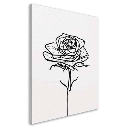 Minimalistische Zwarte Lijn Roos Illustratie canvas