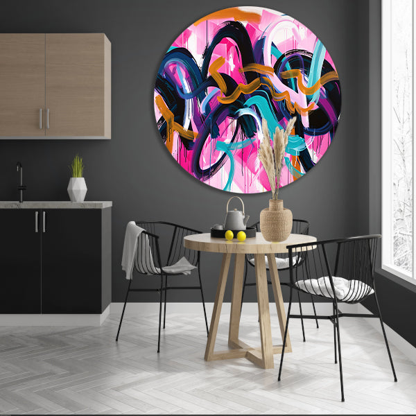 Kleurrijk abstract kunstwerk met dynamische lijnen forex muurcirkel