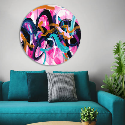 Kleurrijk abstract kunstwerk met dynamische lijnen forex muurcirkel