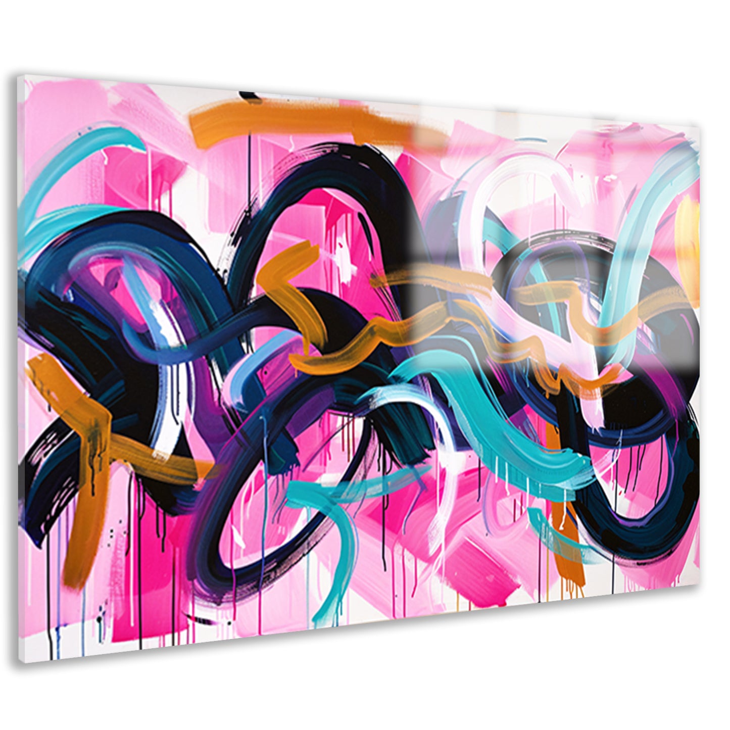 Kleurrijk abstract kunstwerk met dynamische lijnen acrylglas