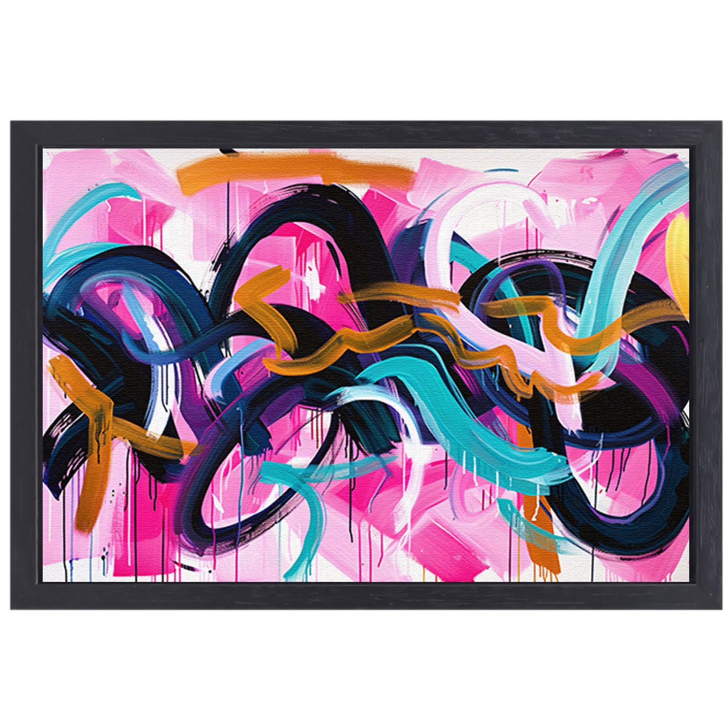 Kleurrijk abstract kunstwerk met dynamische lijnen canvas met baklijst