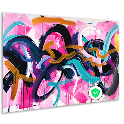 Kleurrijk abstract kunstwerk met dynamische lijnen poster