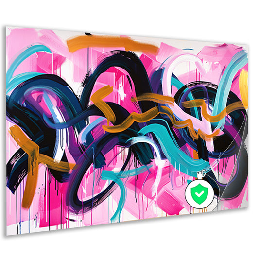 Kleurrijk abstract kunstwerk met dynamische lijnen poster