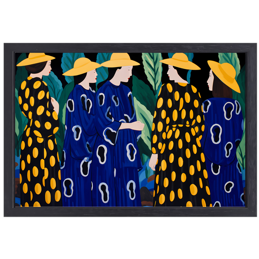 Elegante Vrouwen in Patroonjurken canvas met baklijst