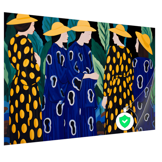 Elegante Vrouwen in Patroonjurken poster