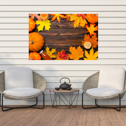 Herfst stilleven met pompoen tuinposter