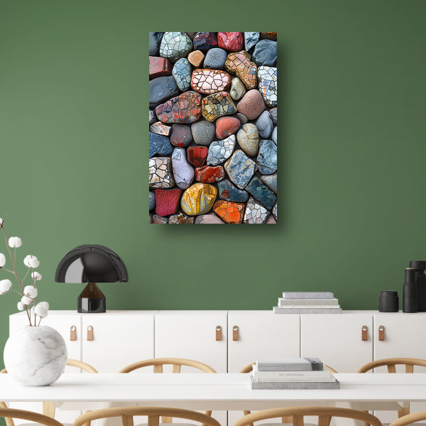 Abstract Kleurrijk Stenen met Barsten canvas met baklijst