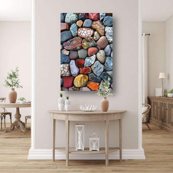 Abstract Kleurrijk Stenen met Barsten canvas met baklijst