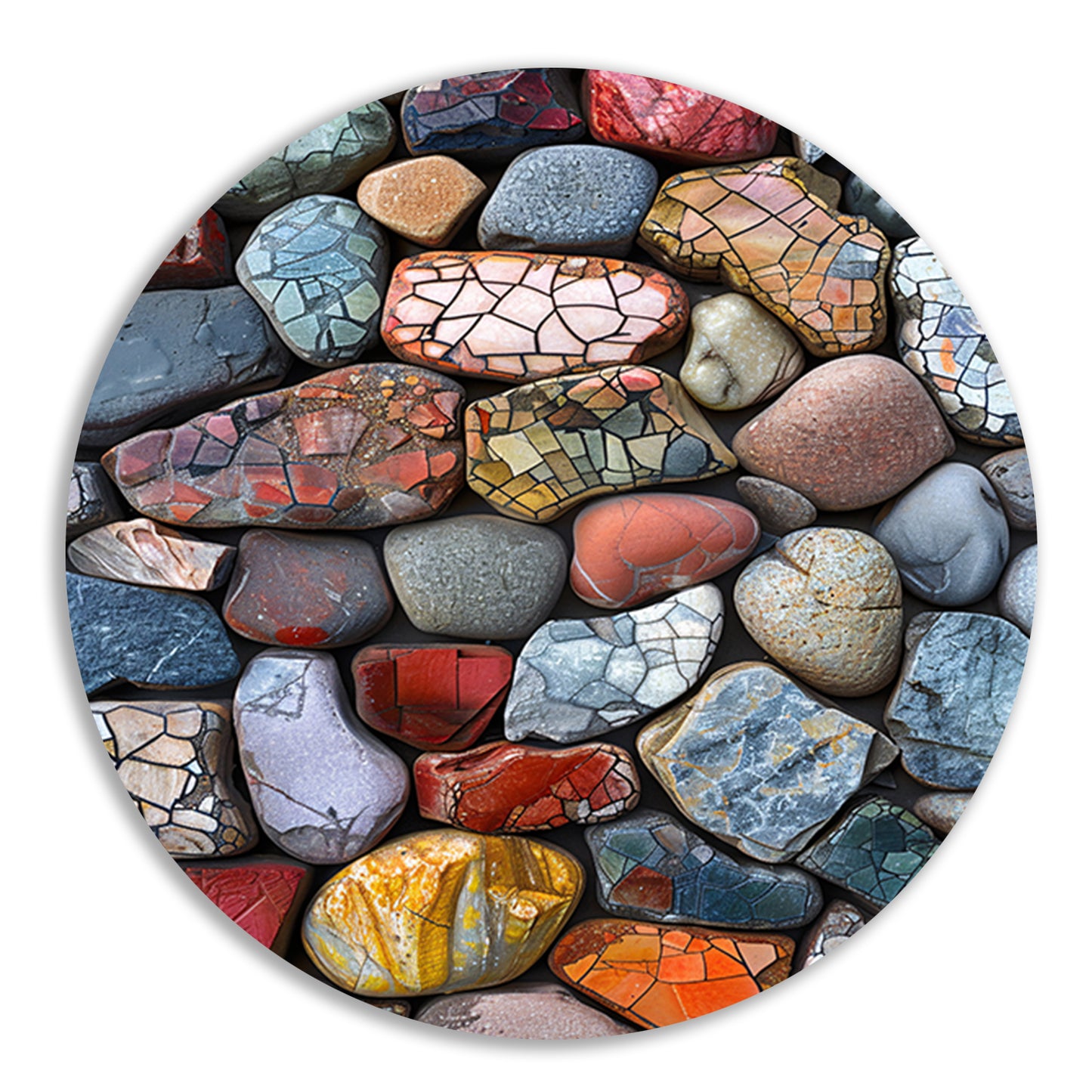 Abstract Kleurrijk Stenen met Barsten aluminium muurcirkel