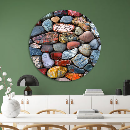 Abstract Kleurrijk Stenen met Barsten aluminium muurcirkel