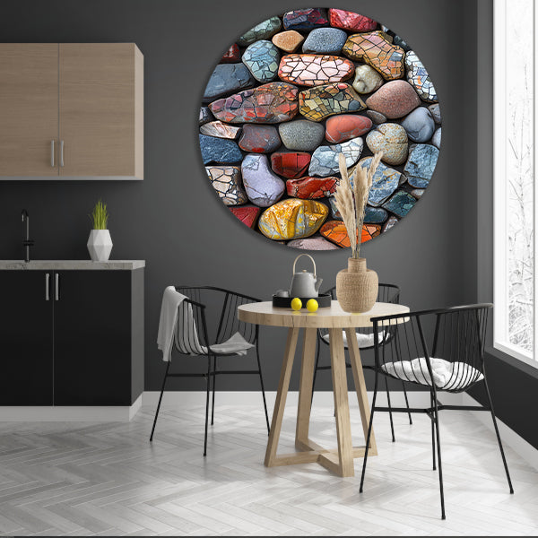 Abstract Kleurrijk Stenen met Barsten aluminium muurcirkel