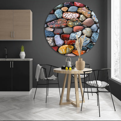Abstract Kleurrijk Stenen met Barsten aluminium muurcirkel
