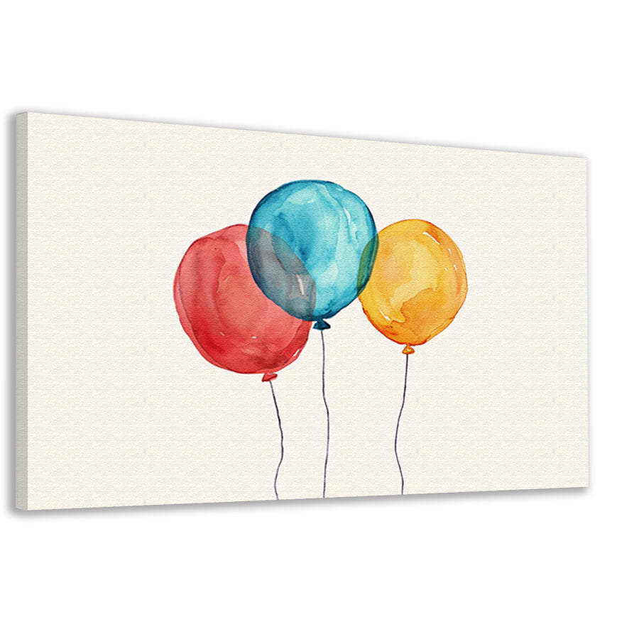Drie kleurrijke ballonnen met dunne koorden canvas
