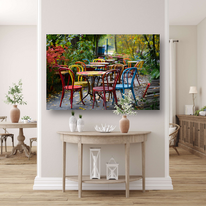 Kleurrijk parkmeubilair canvas met baklijst