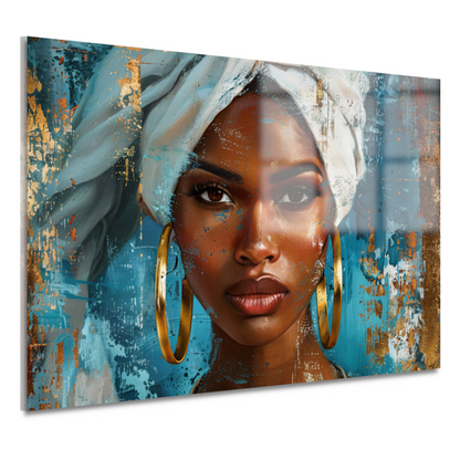 Krachtige Blik van een Elegante Vrouw met Witte Doek acrylglas