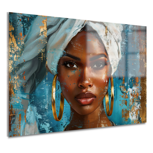 Krachtige Blik van een Elegante Vrouw met Witte Doek acrylglas