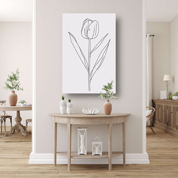 Eenvoudige tulplijntekening voor moderne inrichting poster