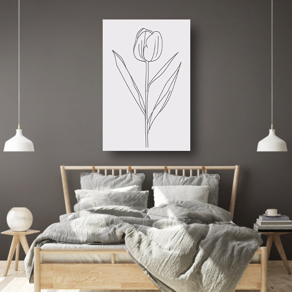 Eenvoudige tulplijntekening voor moderne inrichting poster