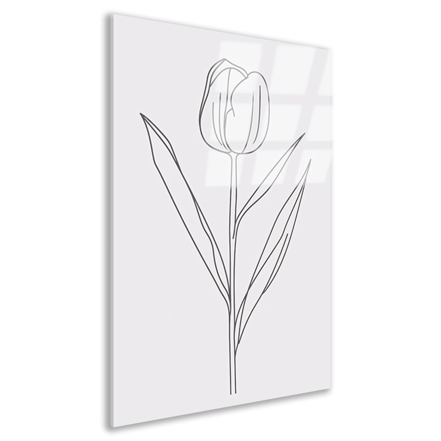 Eenvoudige tulplijntekening voor moderne inrichting acrylglas
